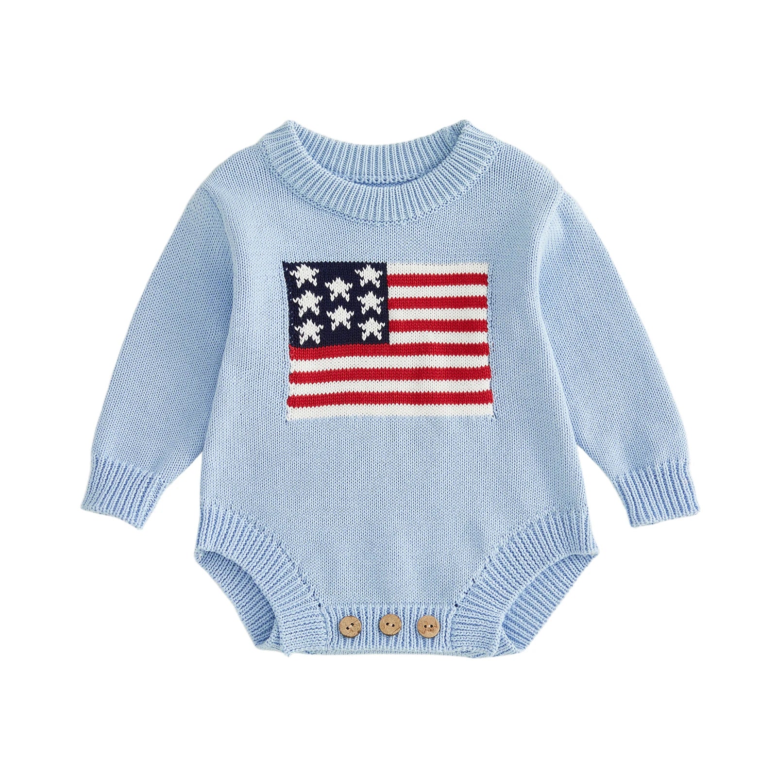 Baby 4th of July Flag Pattern Knit Sweater Bodysuit