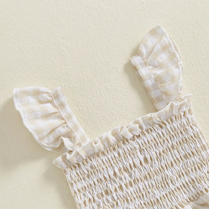 Girl Gingham Ruffle Jumpsuit