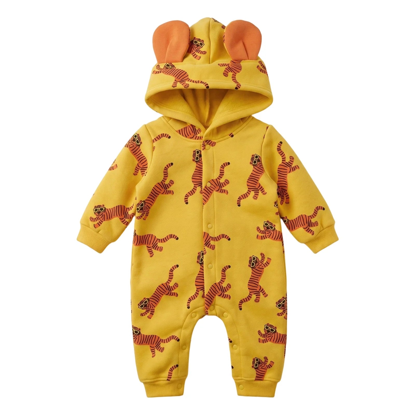 Baby Boys Animal Print Hooded Romper