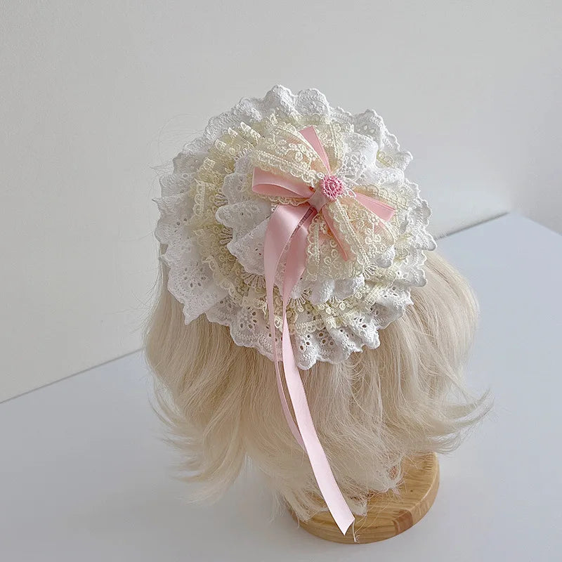 Vintage Lace & Bow Mini Top Hat Hair Clip