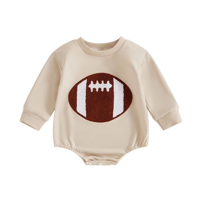 Baby Boy American Football Embroidered Long Sleeve Bodysuit