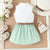 Ribbed Lapel Vest Top and Pleated Skirt Set