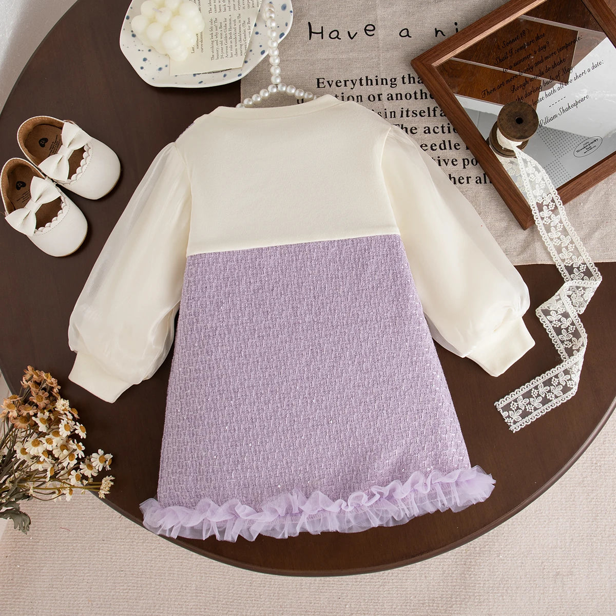 Sweet Bow Baby Girl Dress - Korean Style Long Sleeve Clothes