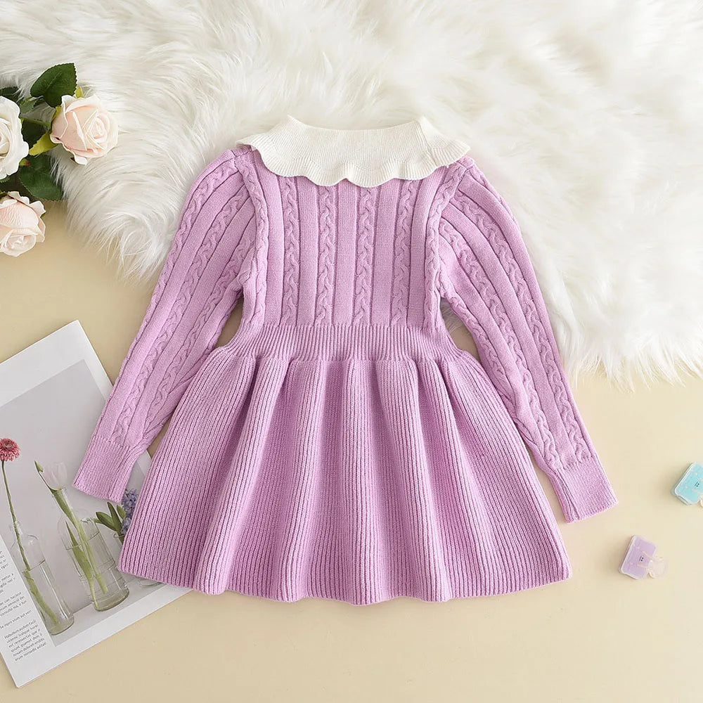 Winter Baby Girl Knitted Sweater Dress