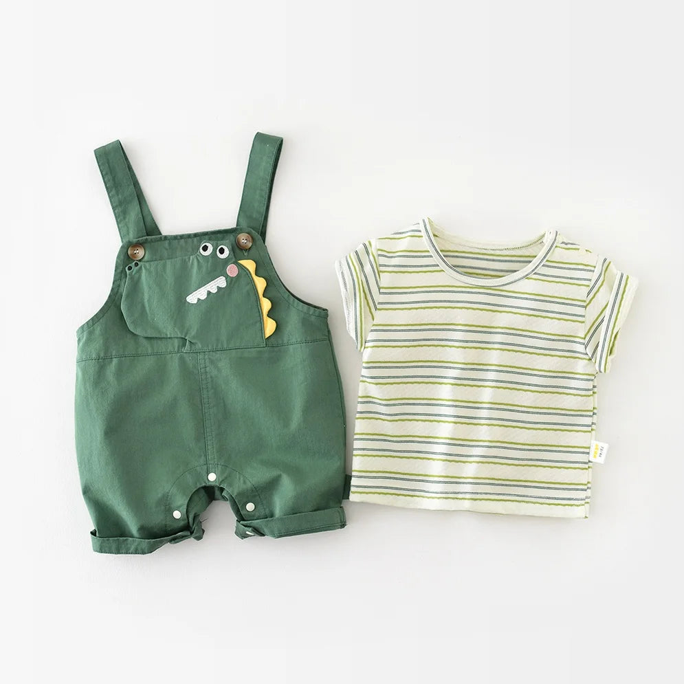 Green Dinosaur Kids Outfits Set