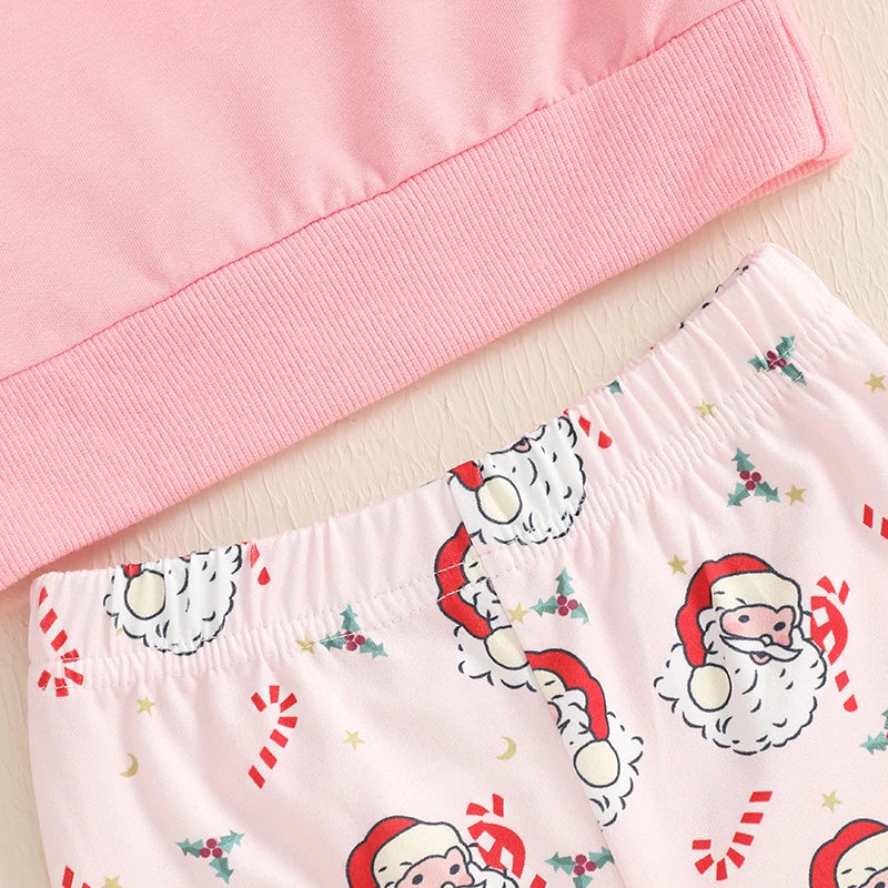 Baby Girl Christmas Santa Sweatshirt & Flare Pants Set
