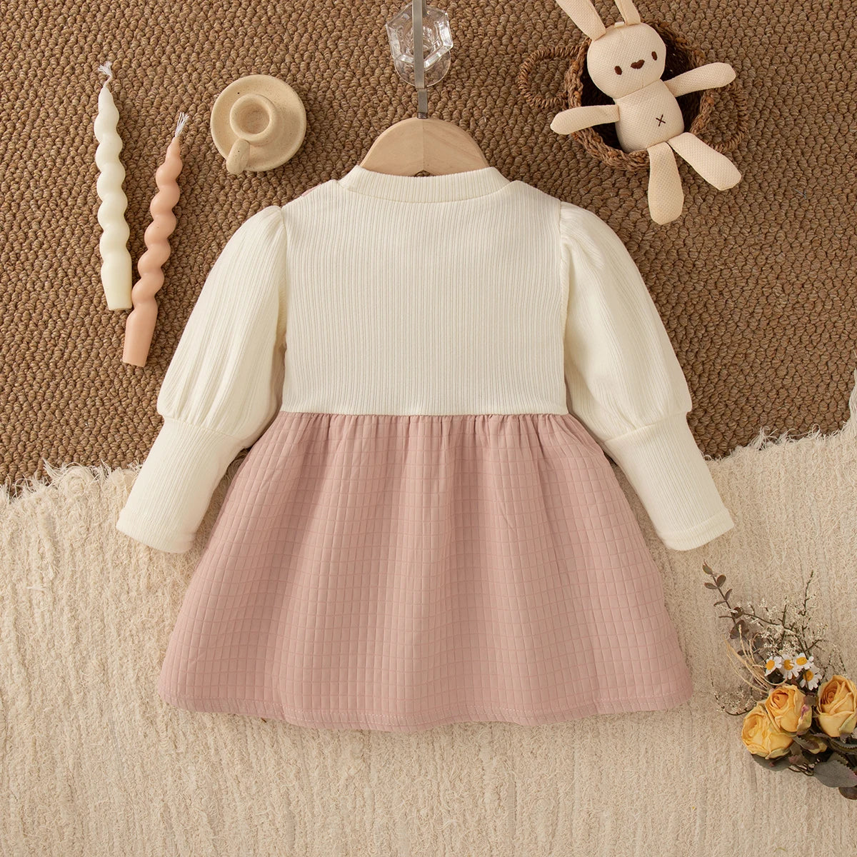 Cute Rabbit Baby Girl Dress Sweet Bow Long Sleeve 9M–3Y