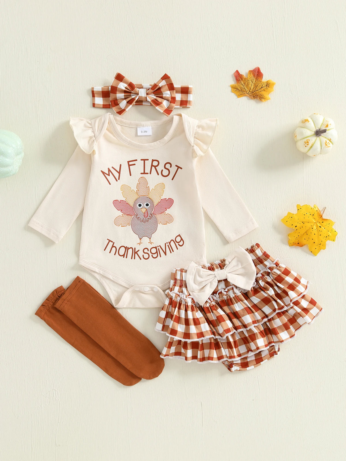 Baby Girl's My First Thanksgiving 4-Piece Outfit Set