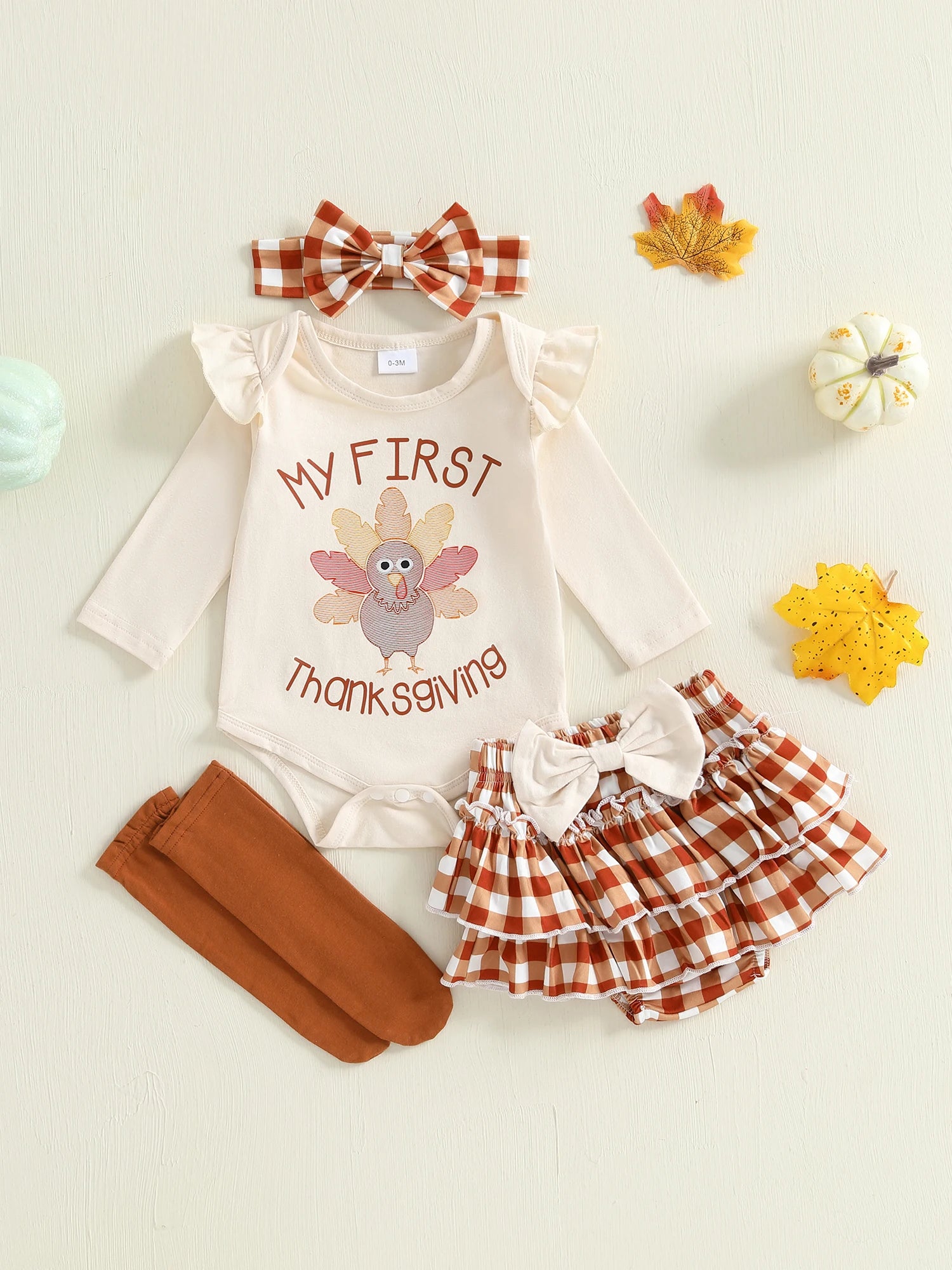 Baby Girl's My First Thanksgiving 4-Piece Outfit Set