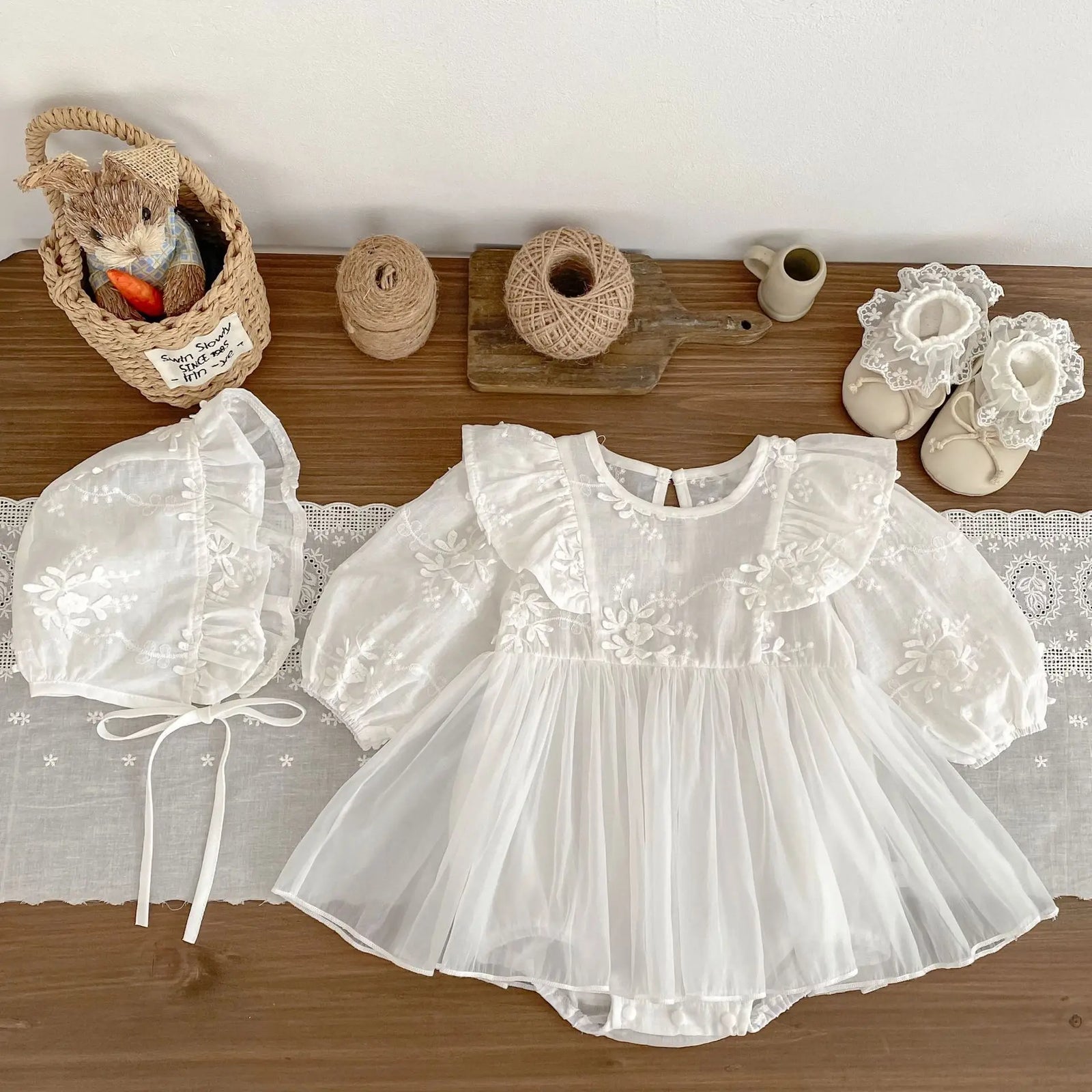 Baby Girl Long Sleeve Mesh Romper Dress