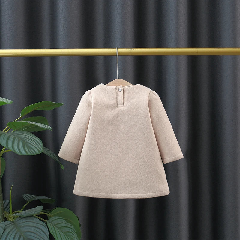 Baby Girl Bow-Trim Woolen Coat Warm Outerwear Fall Winter