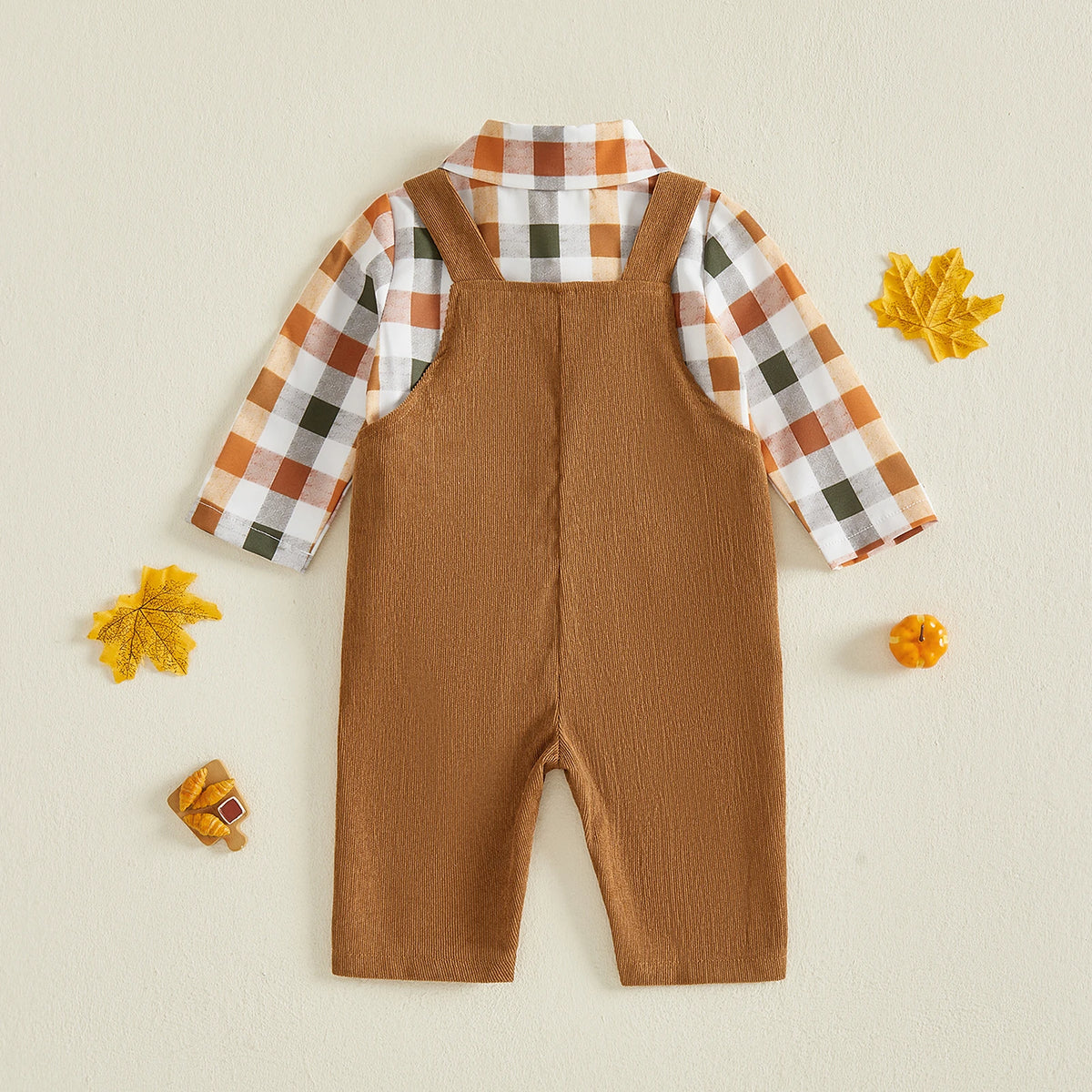 Baby Boys' Thanksgiving Plaid Romper Outfit