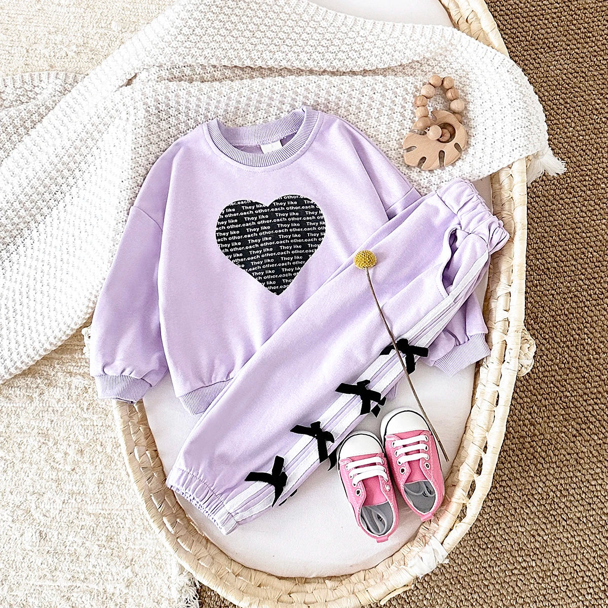 Toddler and Baby Heart Sweatshirt and Pants Set