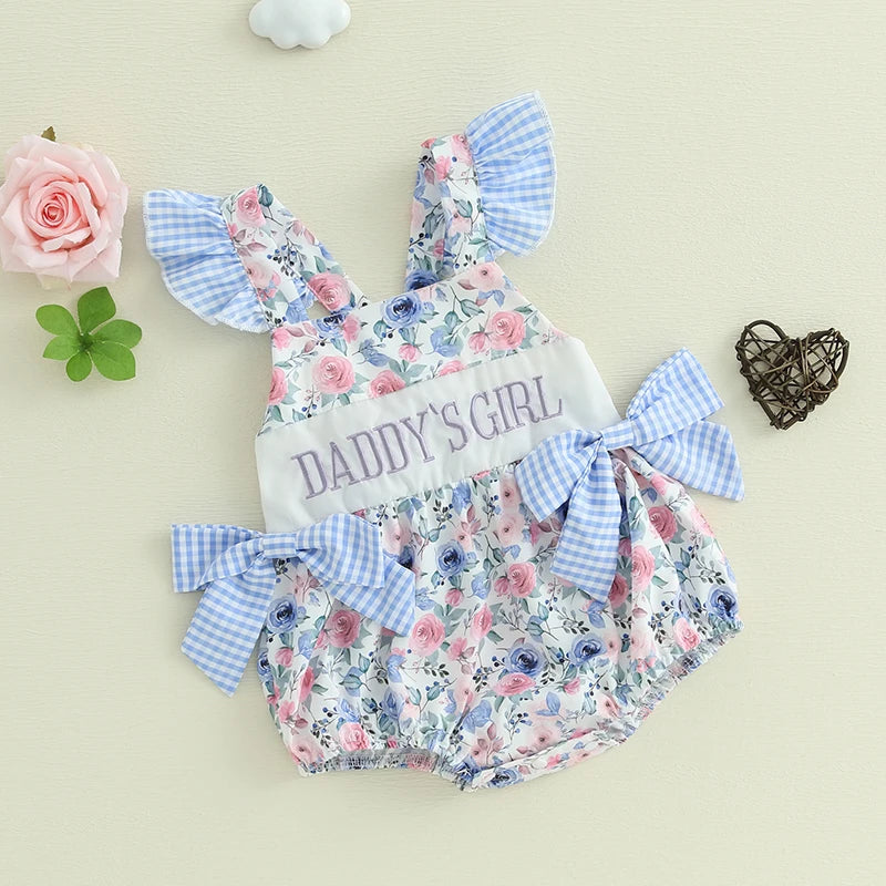 Floral Print & Embroidery Fly Sleeve Romper