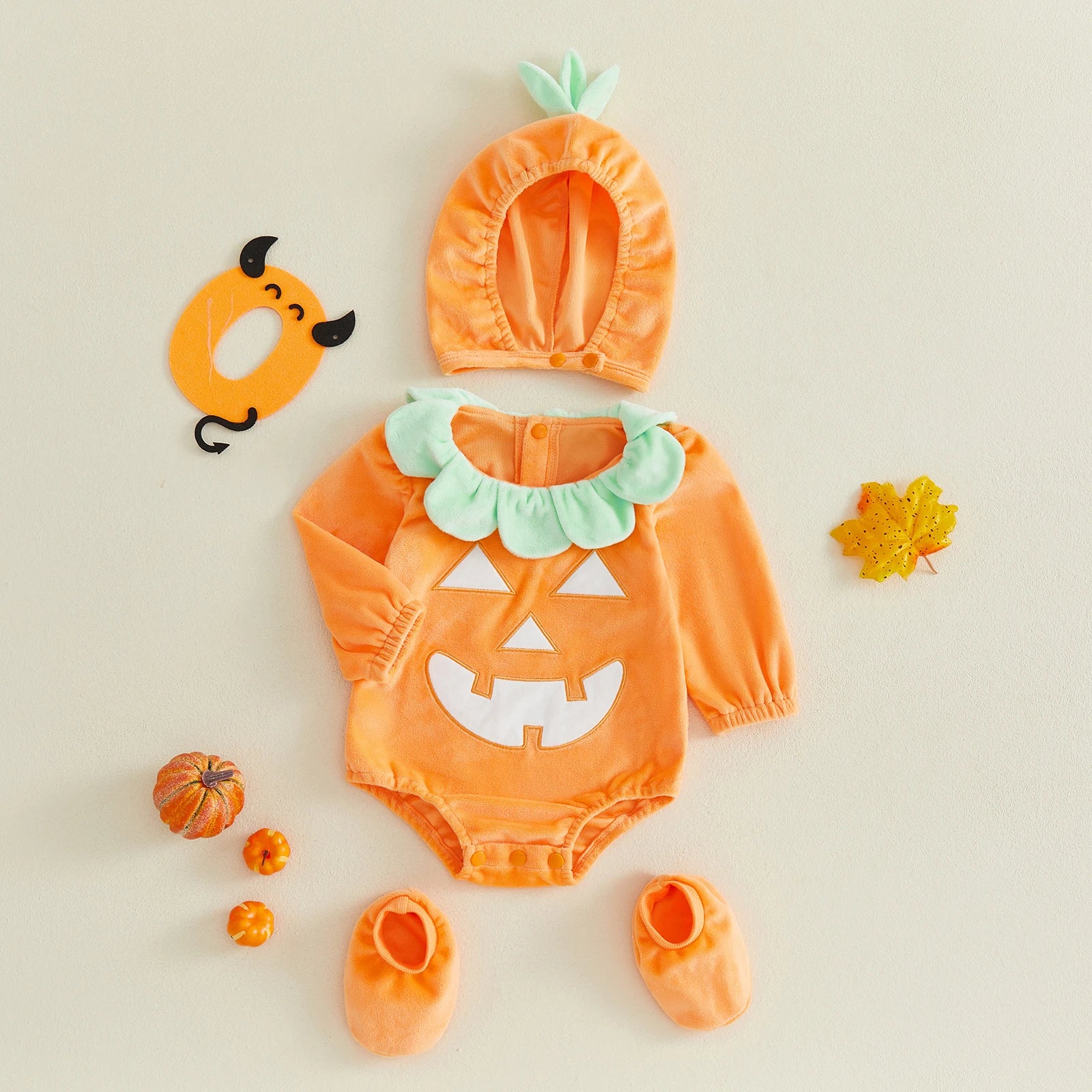 Infant Baby Pumpkin Halloween Romper Costume