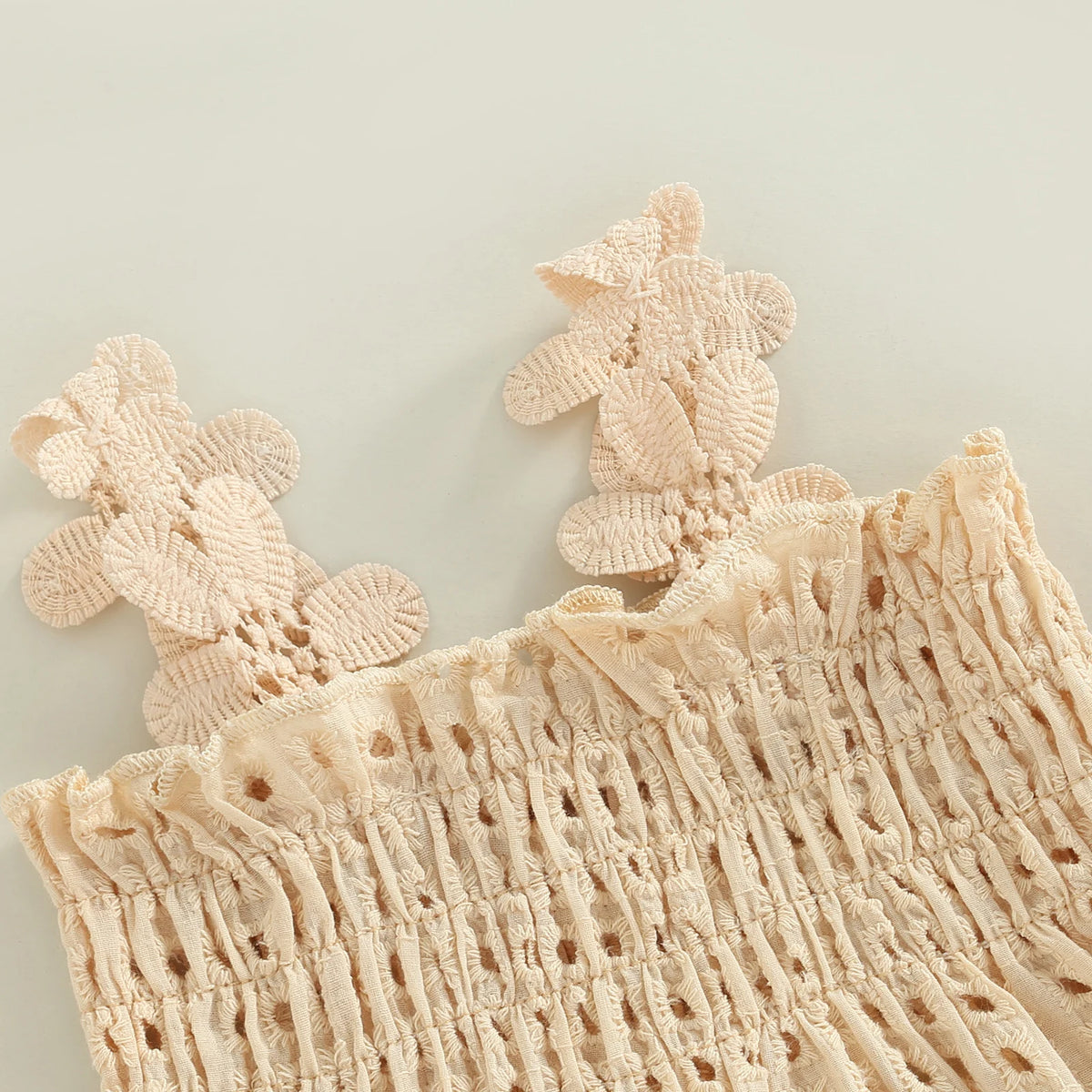 Baby Girl Eyelet Smocked Pom-Pom Tank Top & Ruffle Shorts 2-Piece Set