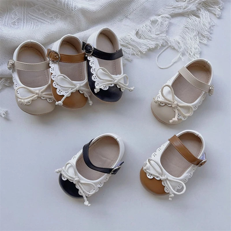 Baby Girls Princess Walking Shoes with Lace Bow