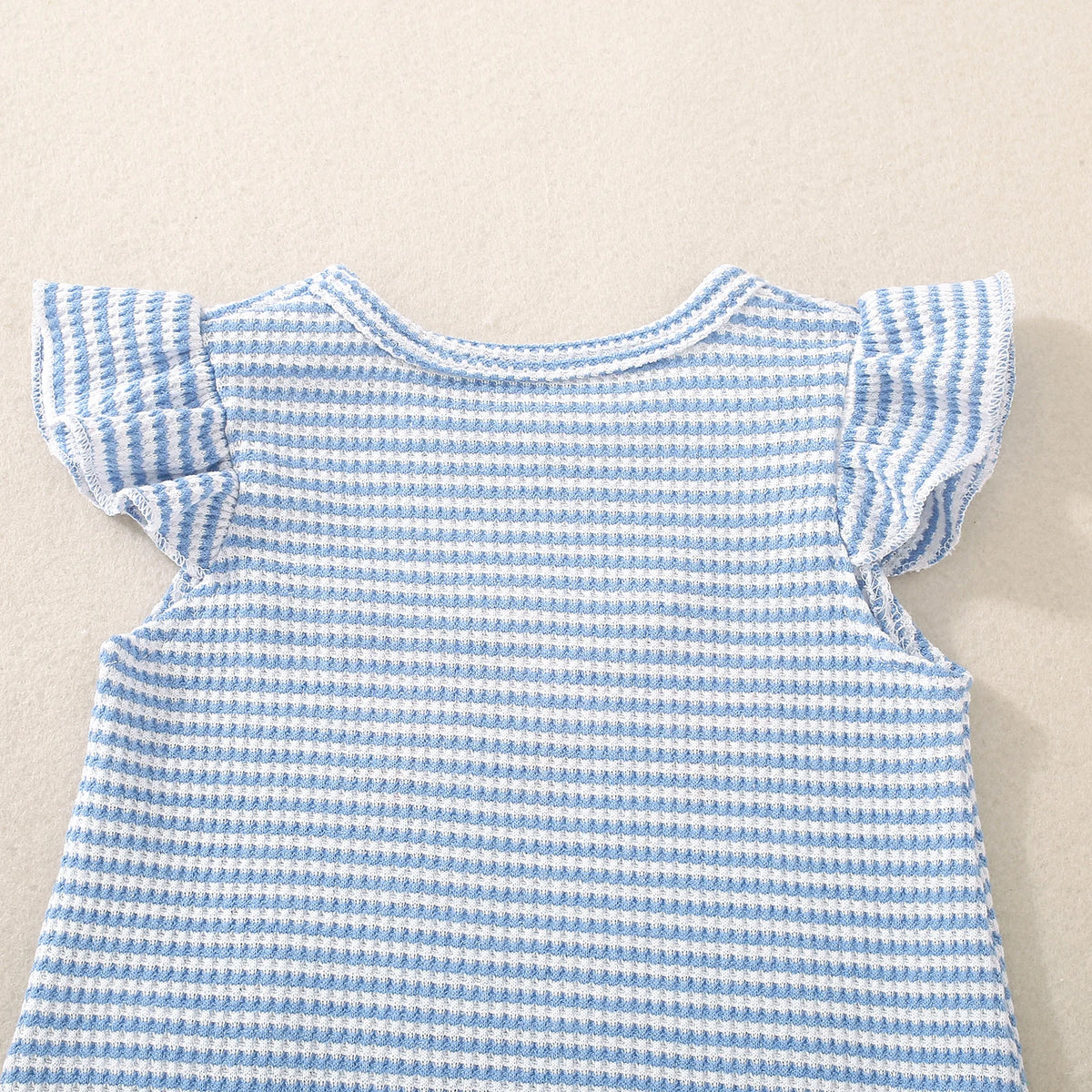 Flamingo Embroidered Waffle Knit Bodysuit with Flutter Sleeves