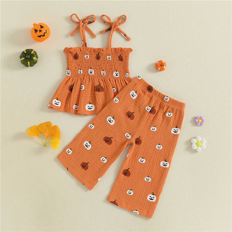 Pumpkin Print 2 Piece Outfit