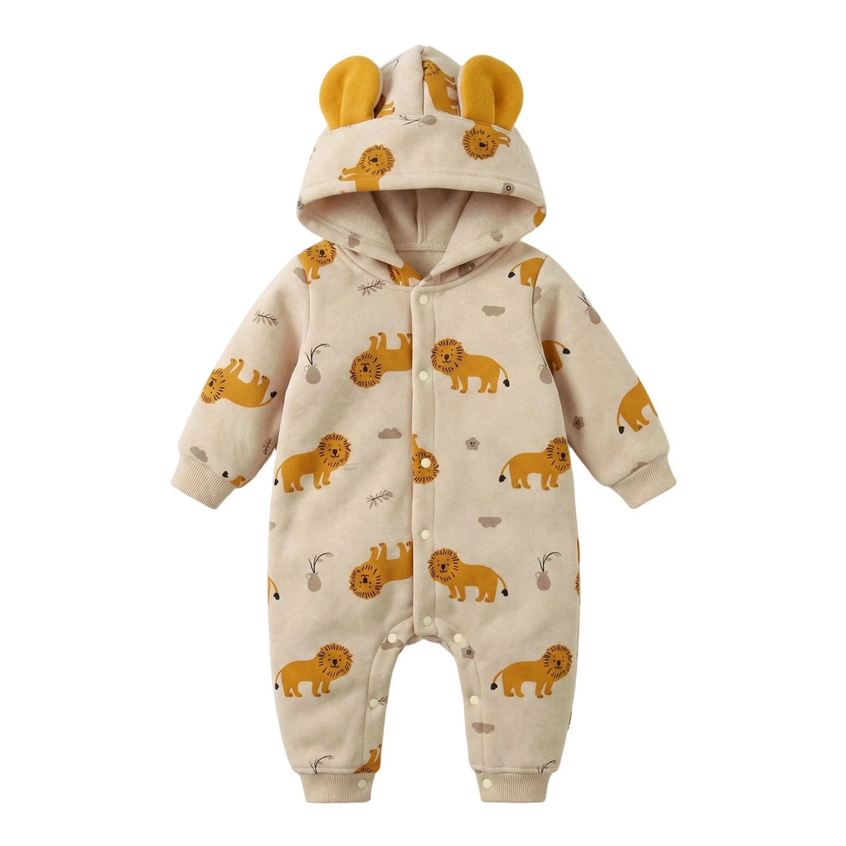 Baby Boys Animal Print Hooded Romper