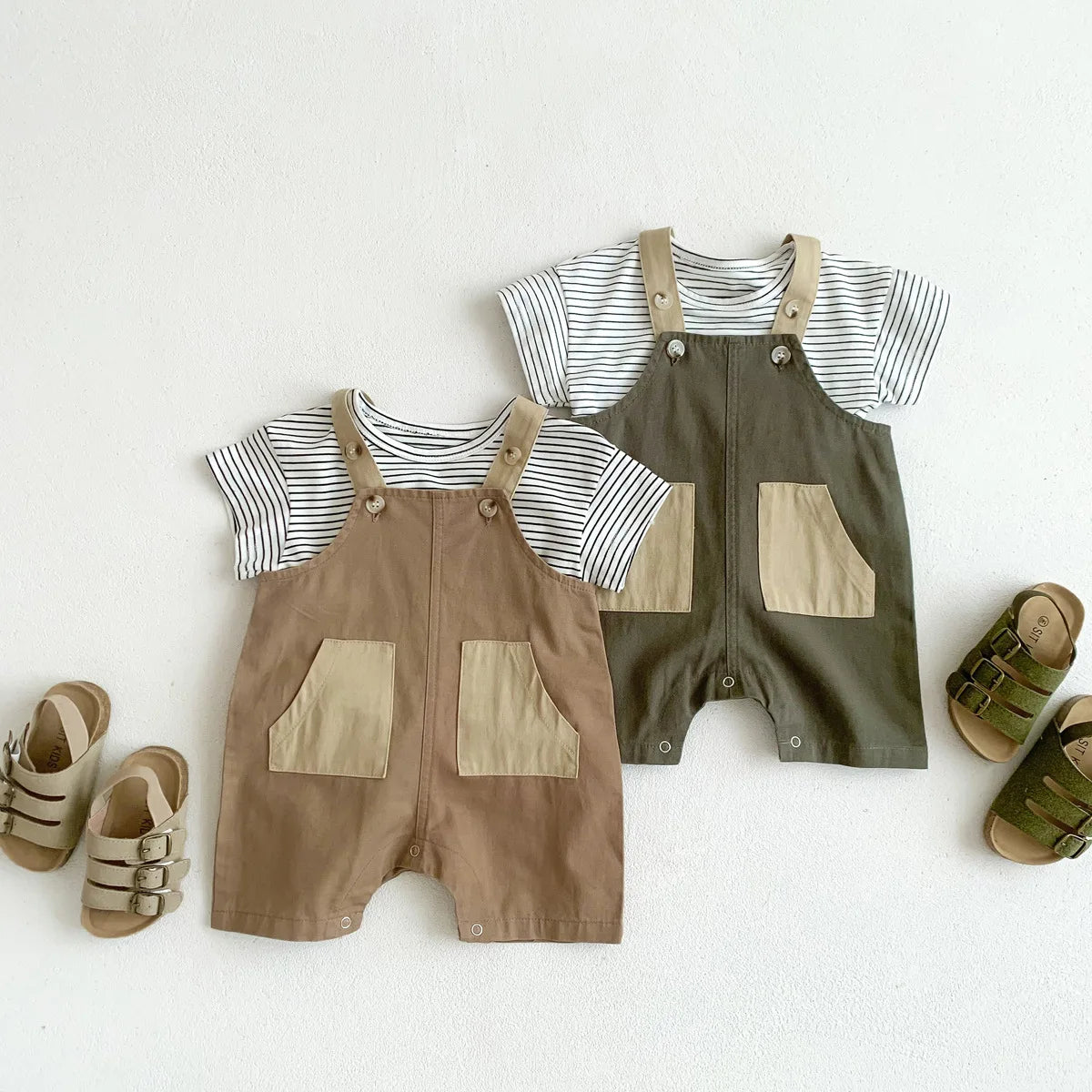Fashion Pocket Design Strap Pants for Baby Boys