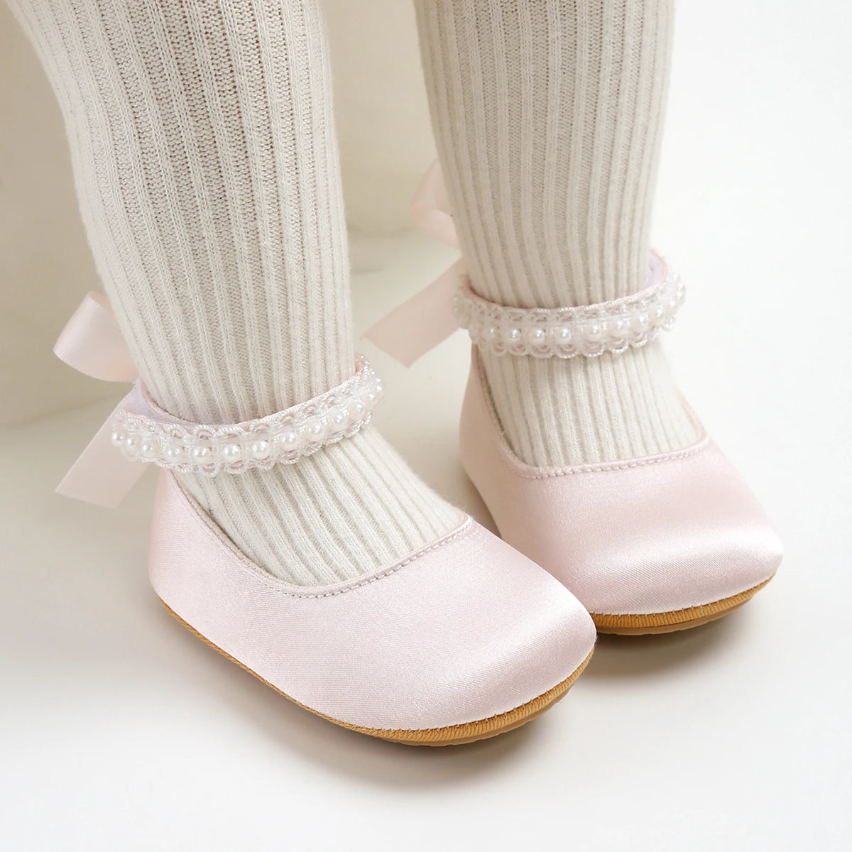 Satin & Pearl Princess Shoes for Infant Girls