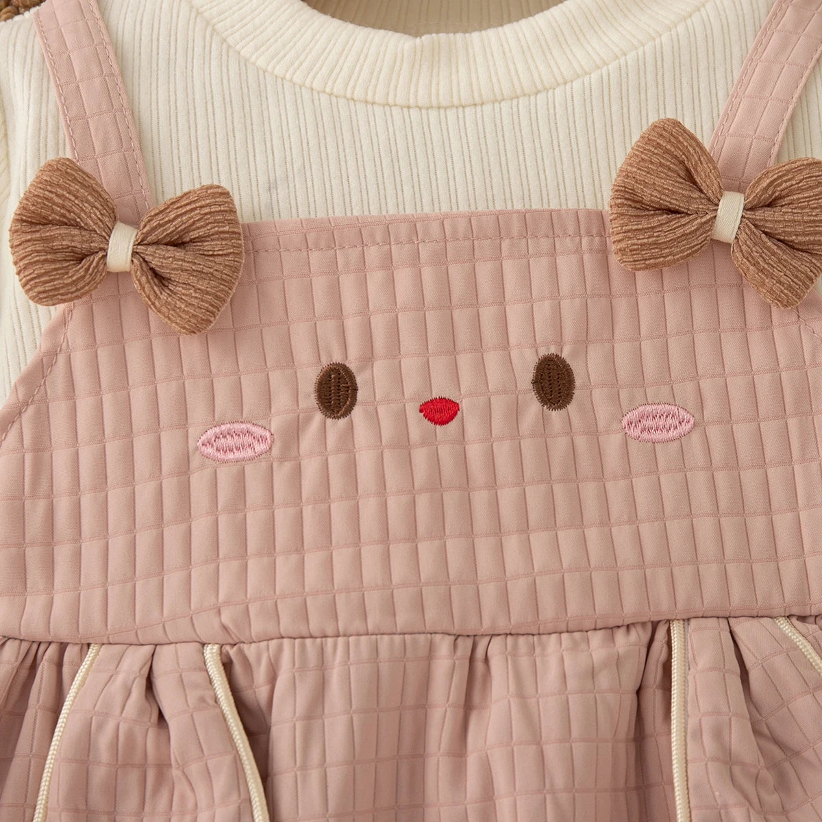 Cute Rabbit Baby Girl Dress Sweet Bow Long Sleeve 9M–3Y