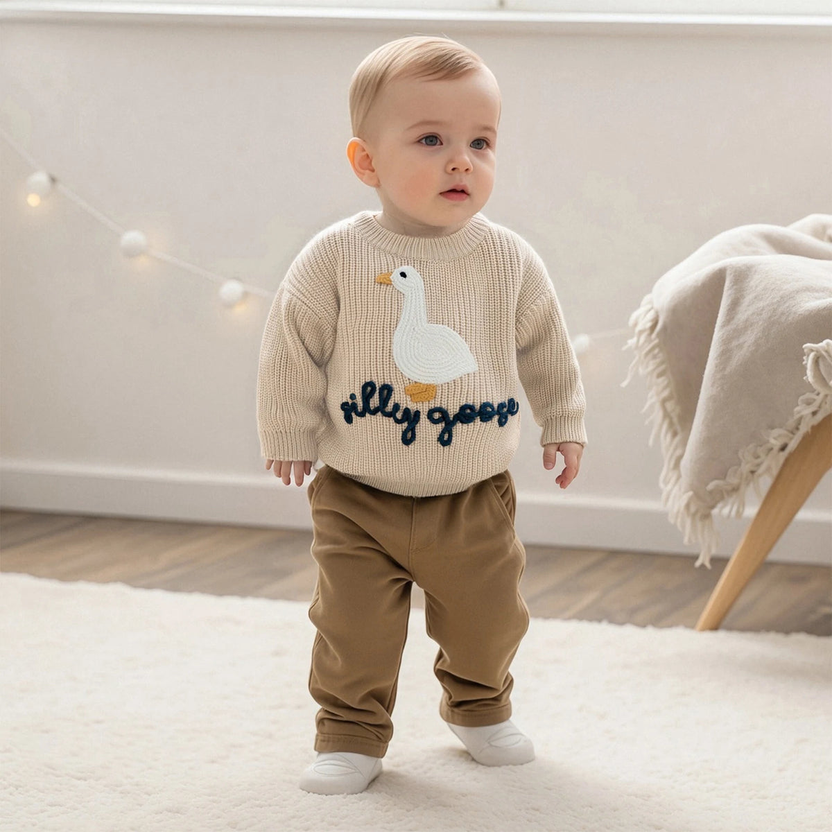 Baby & Toddler Goose Embroidered Sweater