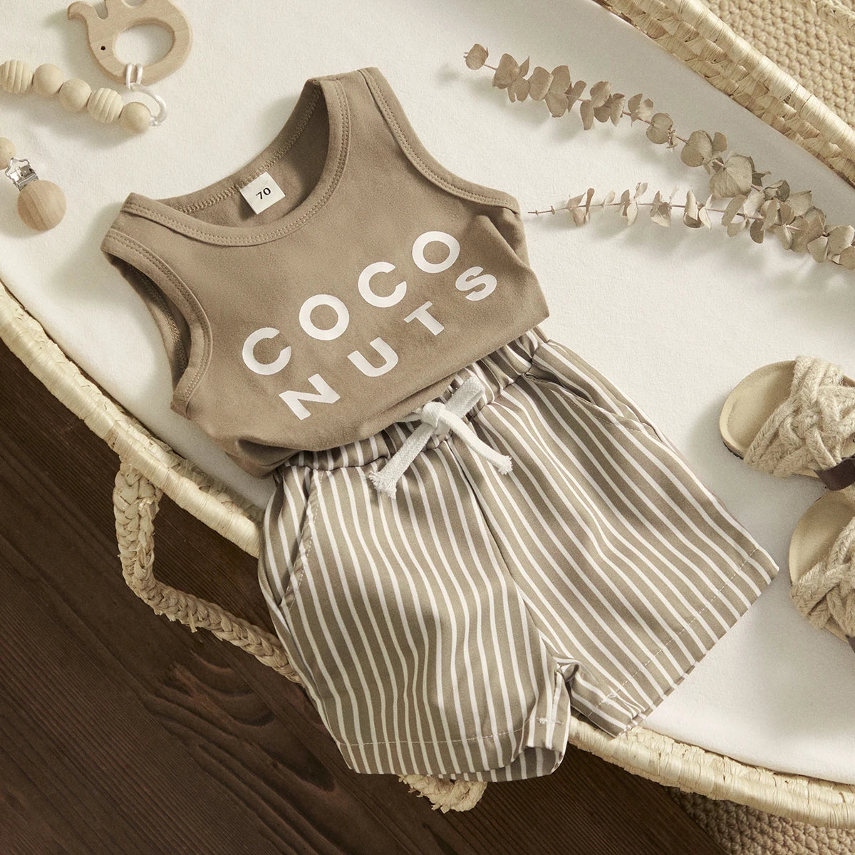 Baby Boy Summer Vest & Striped Shorts Set