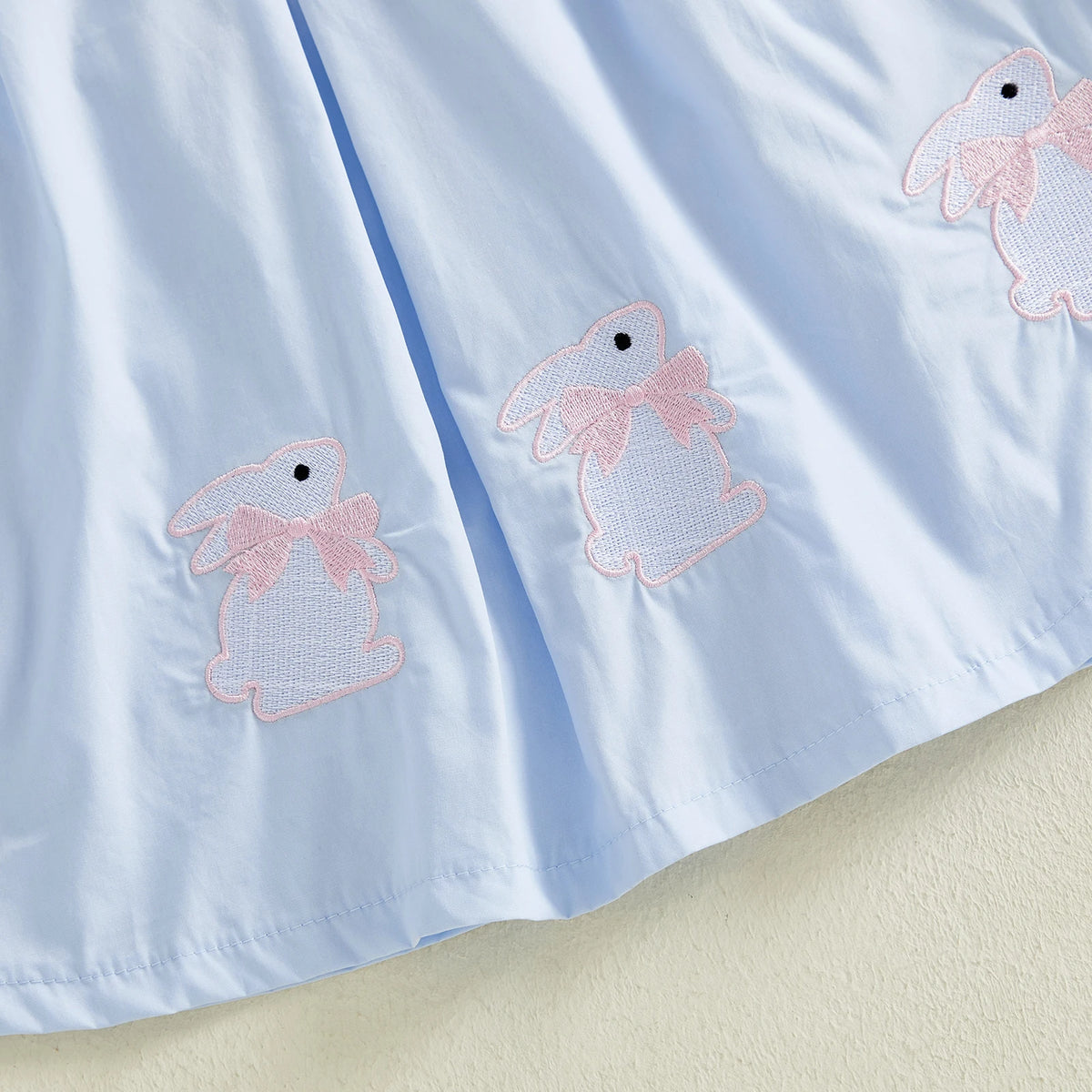 Toddler Girl Embroidery Bunny Doll Collar Short Sleeve A-Line Princess Dress