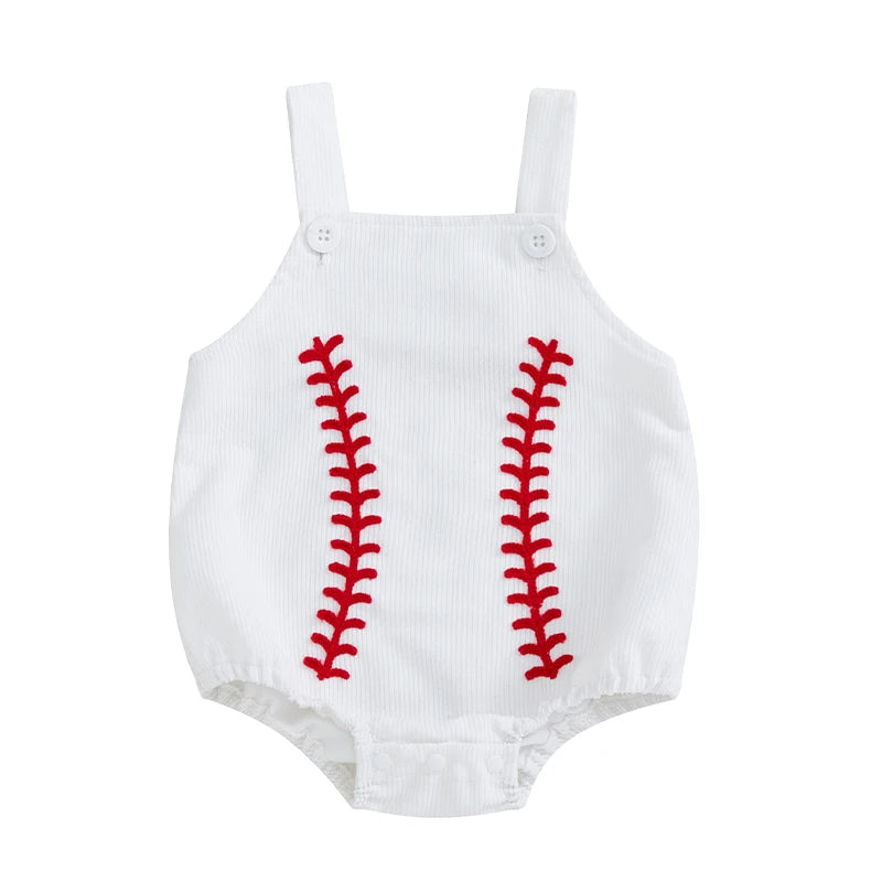 Baseball Inspired Baby Sleeveless Romper