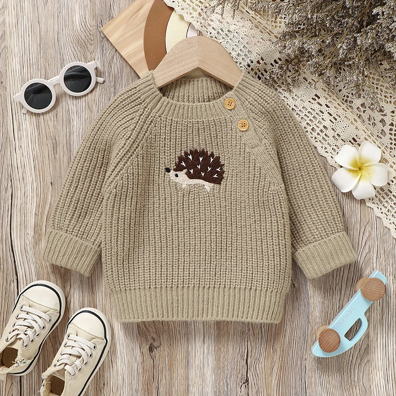 Little Hedgehog Embroidered Knit Sweater