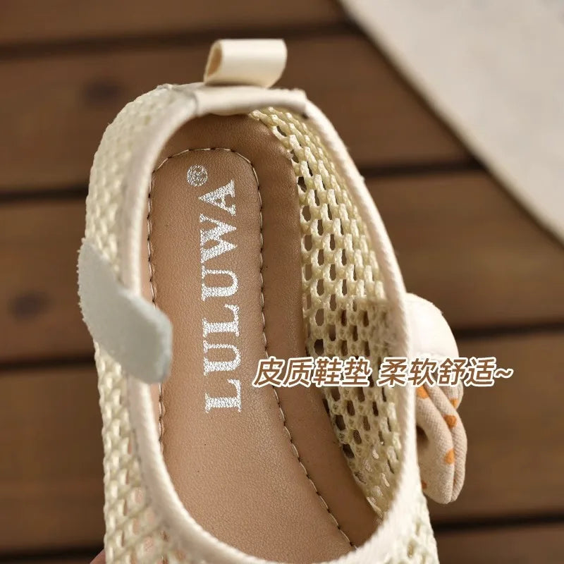 Girls’ Retro Mary Jane Mesh Sandals with Strap