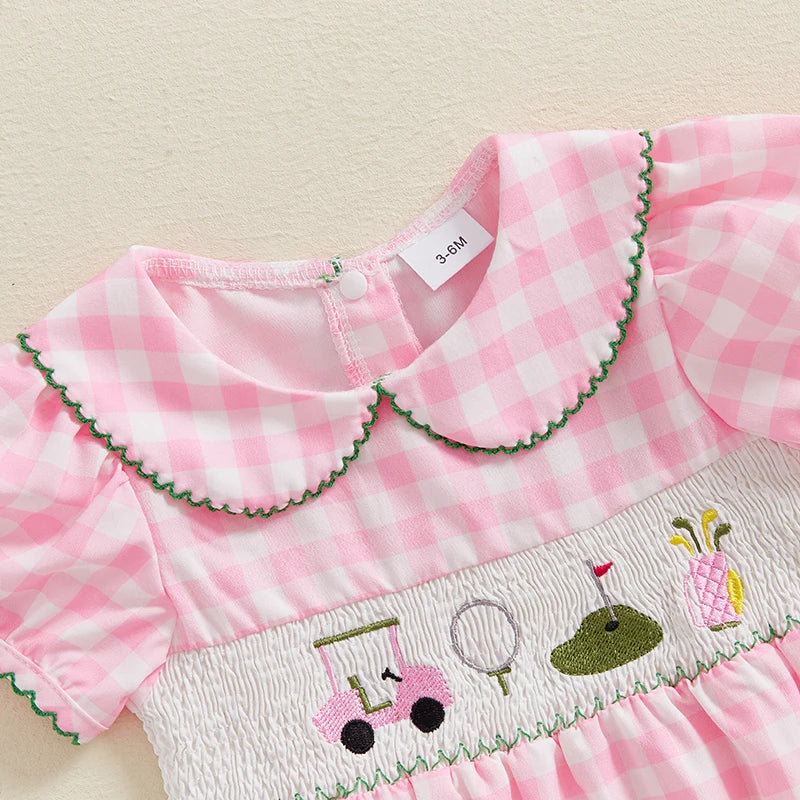 Baby Girl Smocked Golf Romper