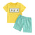 Boat Print T-Shirt and Plaid Shorts Set