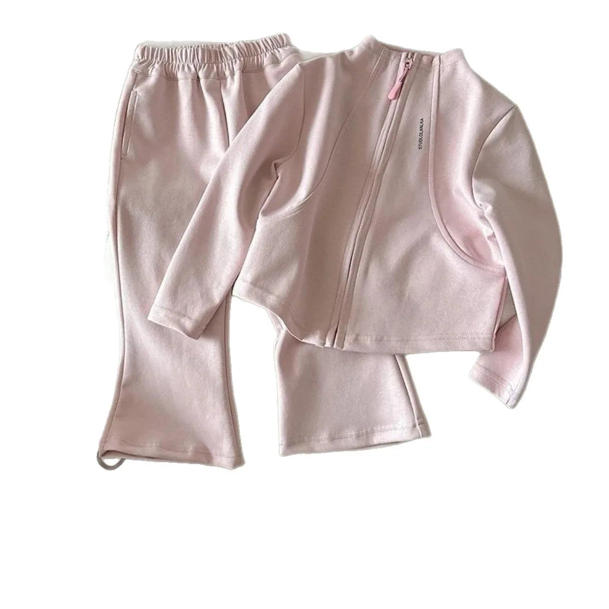Girls 2-Piece Sports Set- Zipper Jacket and Flared Pants Suit
