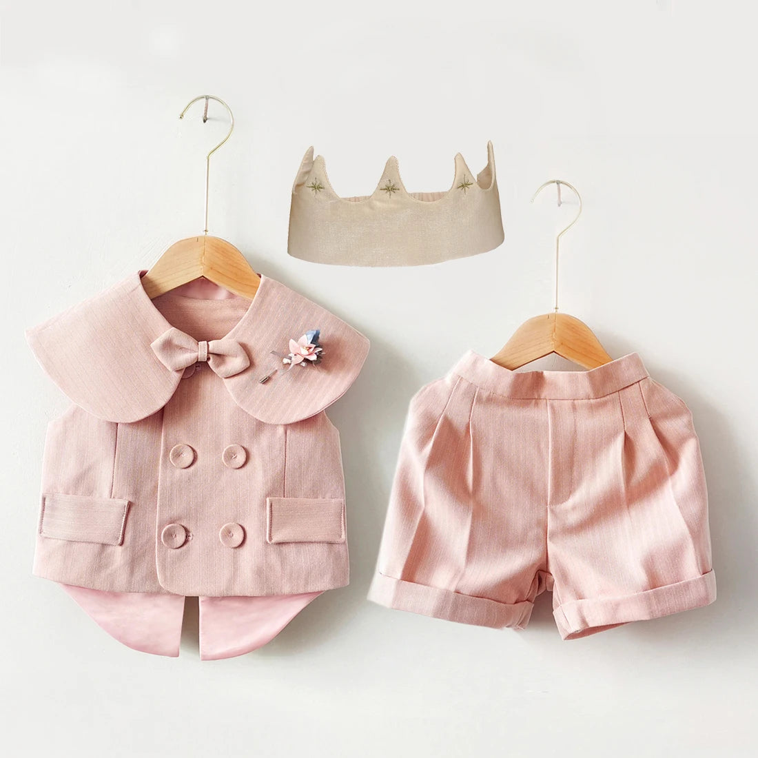 Elegant Pink Baby Tuxedo Baptism and Party Outfit