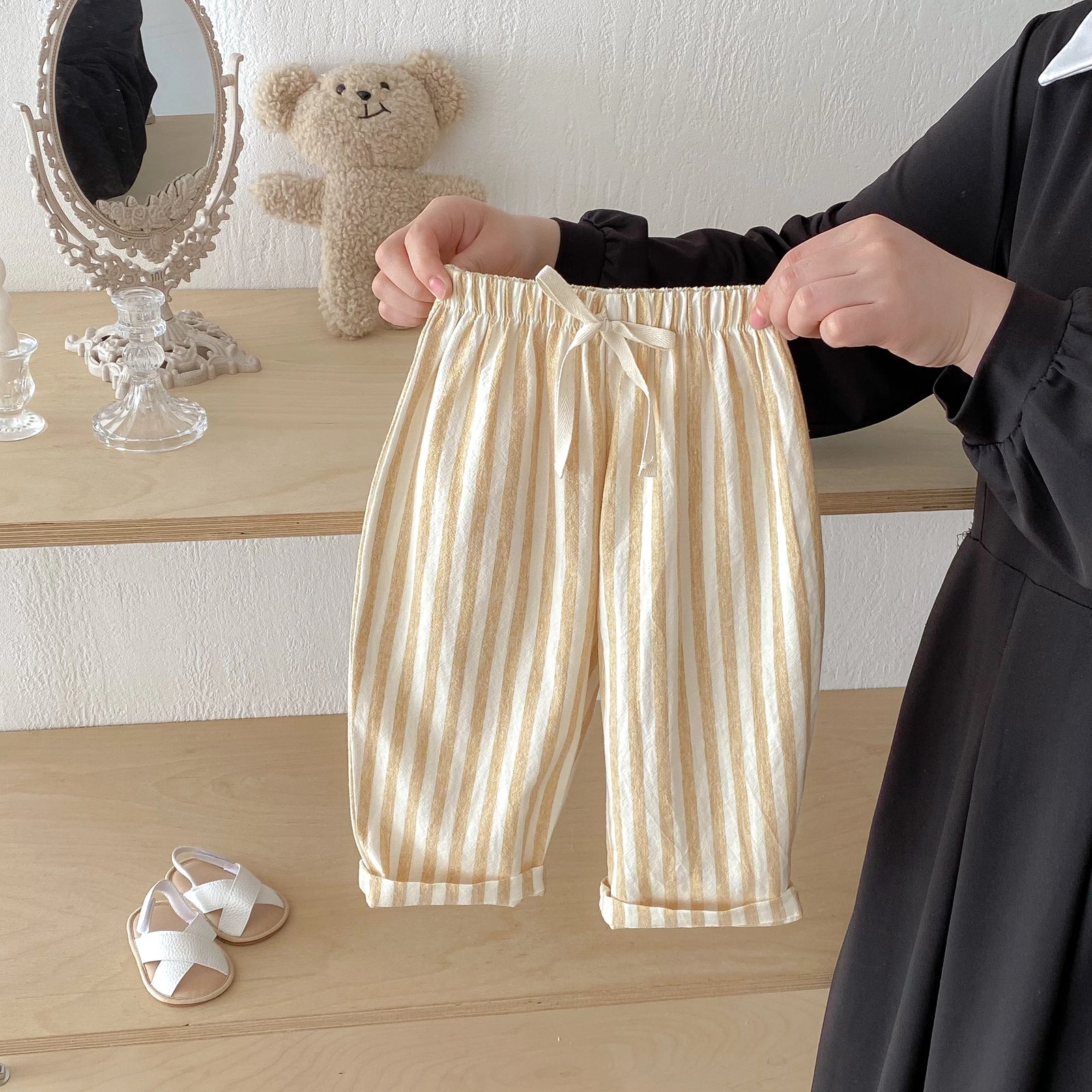 Vintage Striped Linen Cotton Pants