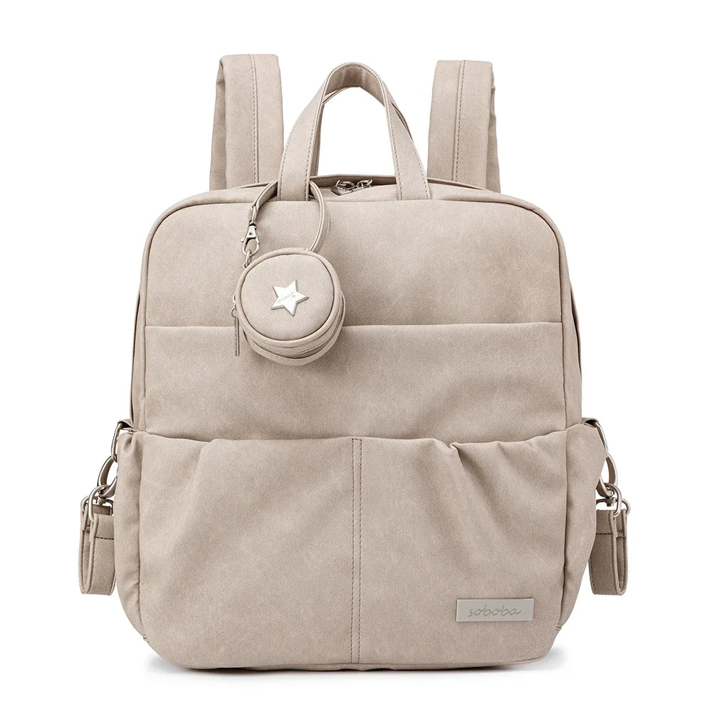 Stylish Waterproof Diaper Backpack with Pacifier Holder