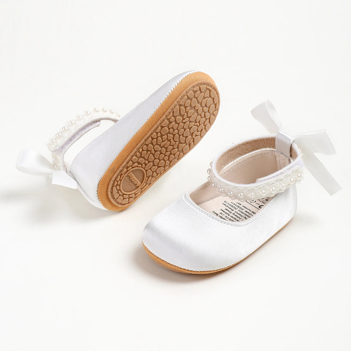 Satin & Pearl Princess Shoes for Infant Girls