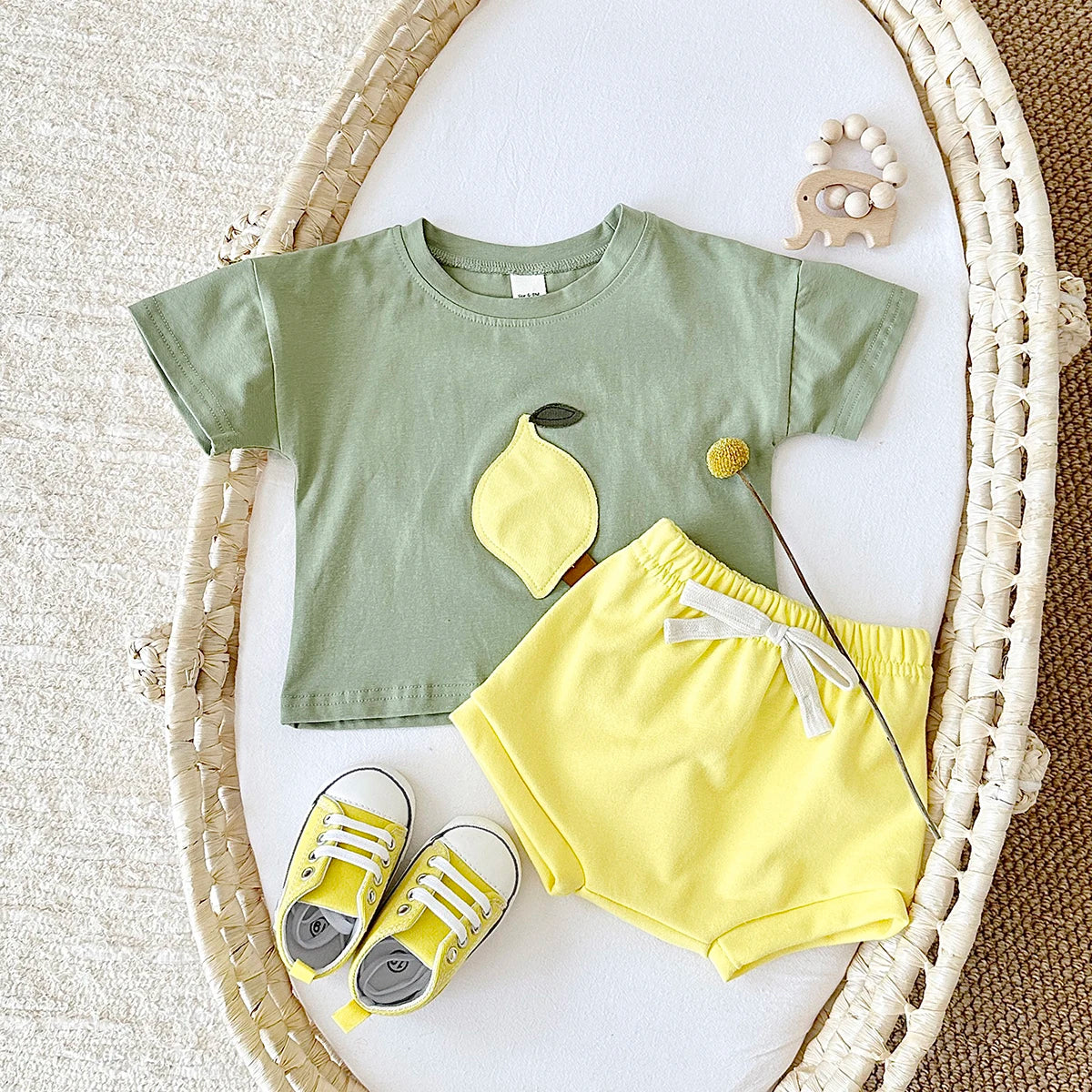 Fruit Print T-shirt and Shorts Set