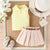 Ribbed Lapel Vest Top and Pleated Skirt Set
