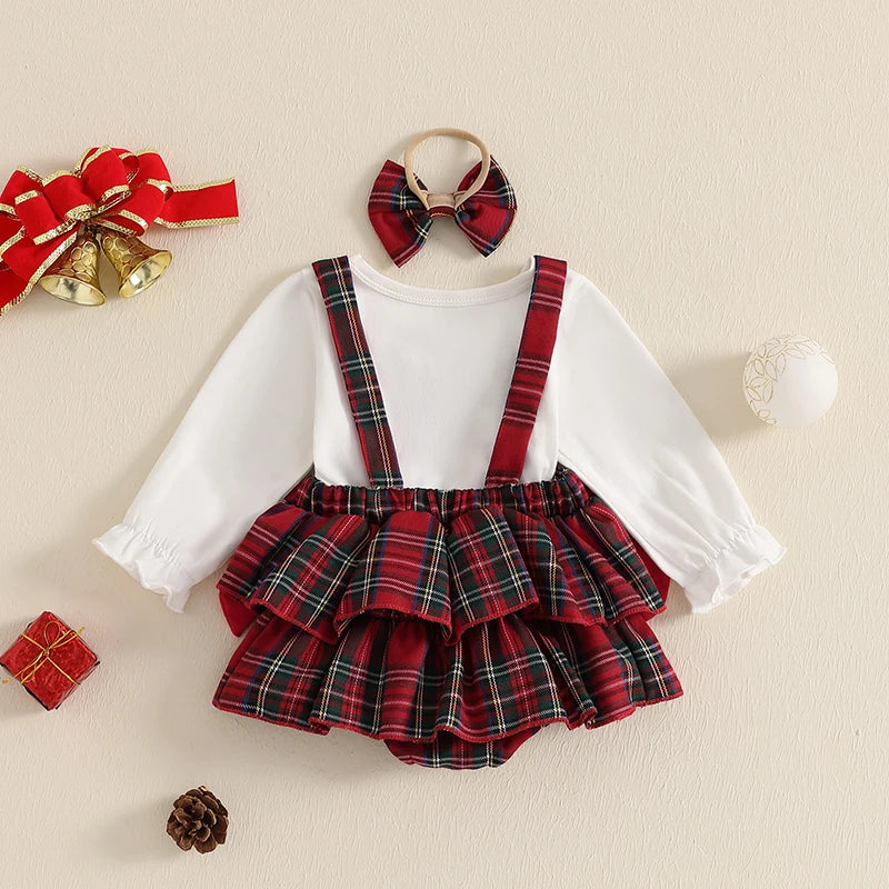 Baby Girls' Christmas 3-Piece Romper Outfit Set