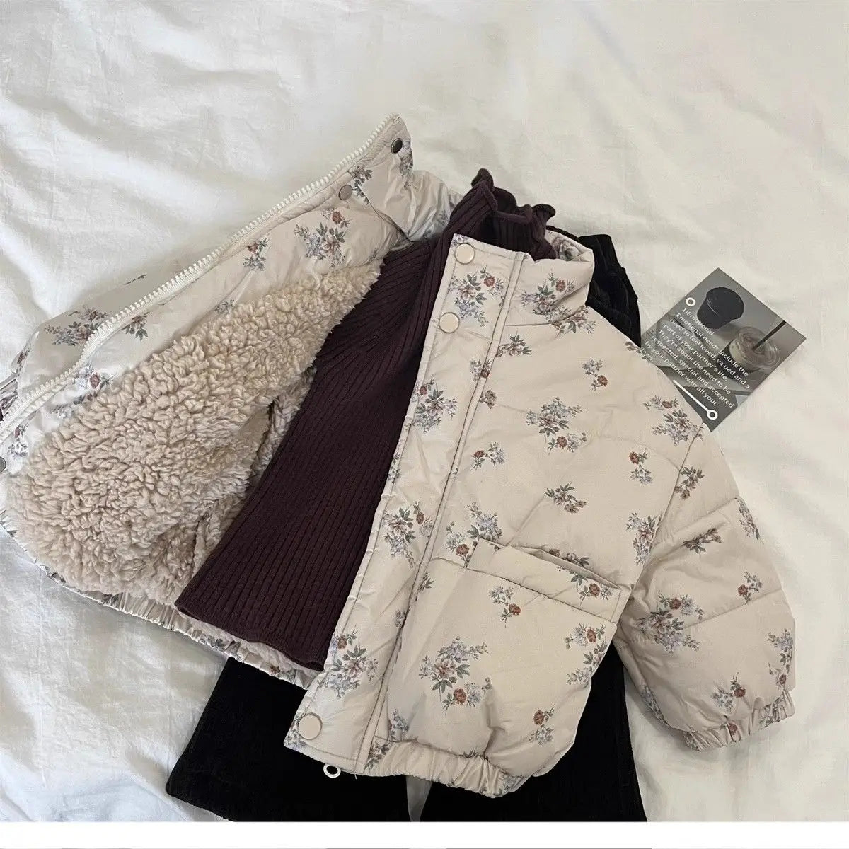 Floral Print Fleece-Lined Puffer Parka