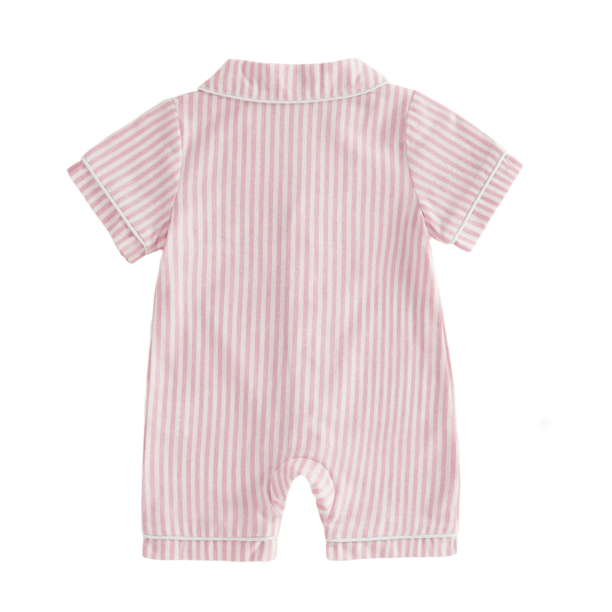 Baby Unisex Striped Button-Up Short Sleeve Pajamas Romper Sleepwear
