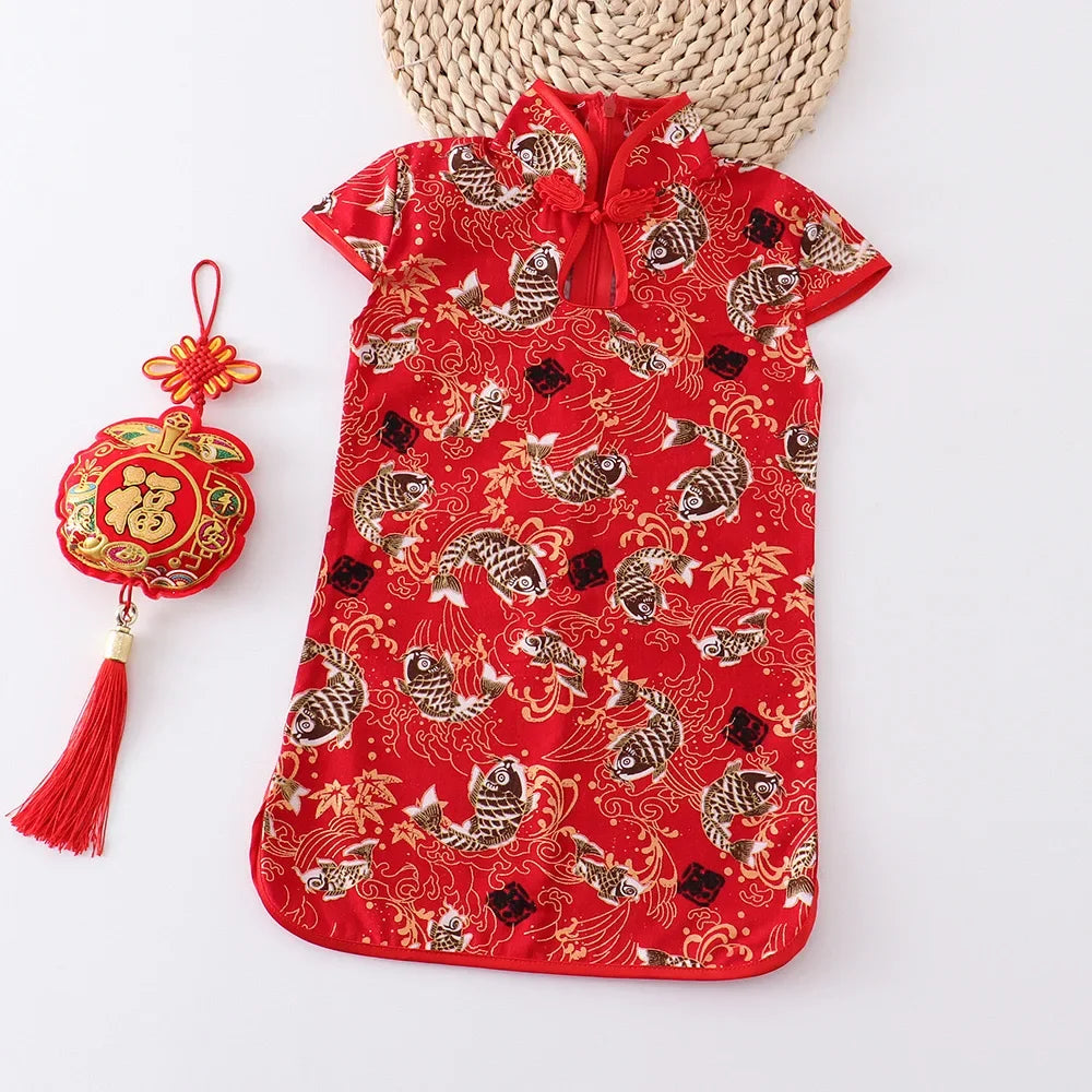 Girls' Traditional Chinese Cheongsam Summer Dress