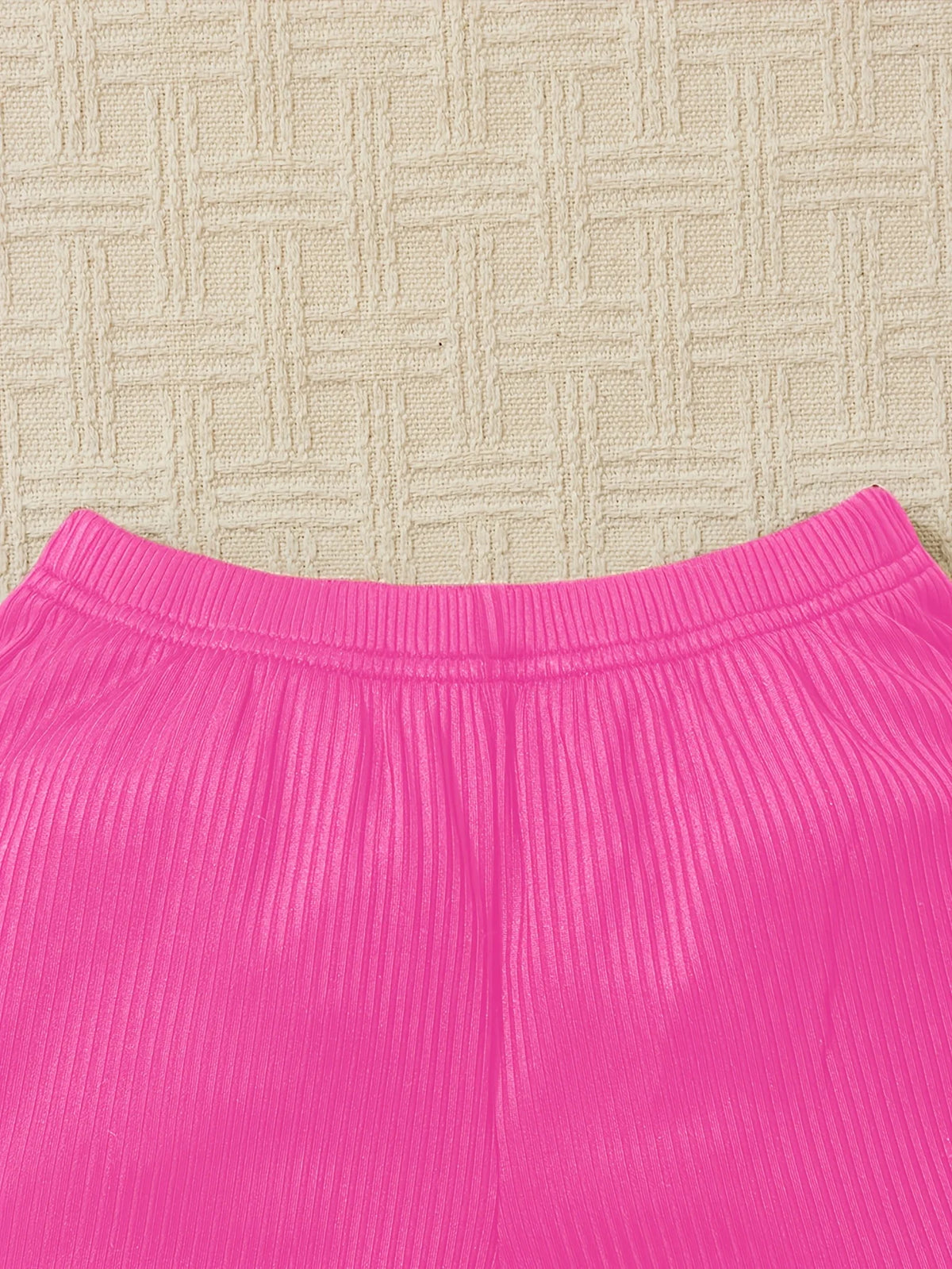 Solid Color Ribbed Vest and Shorts