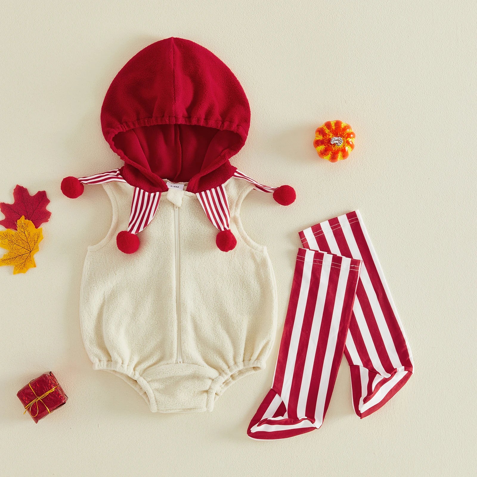 Infant Clown Costume Romper & Striped Socks Set