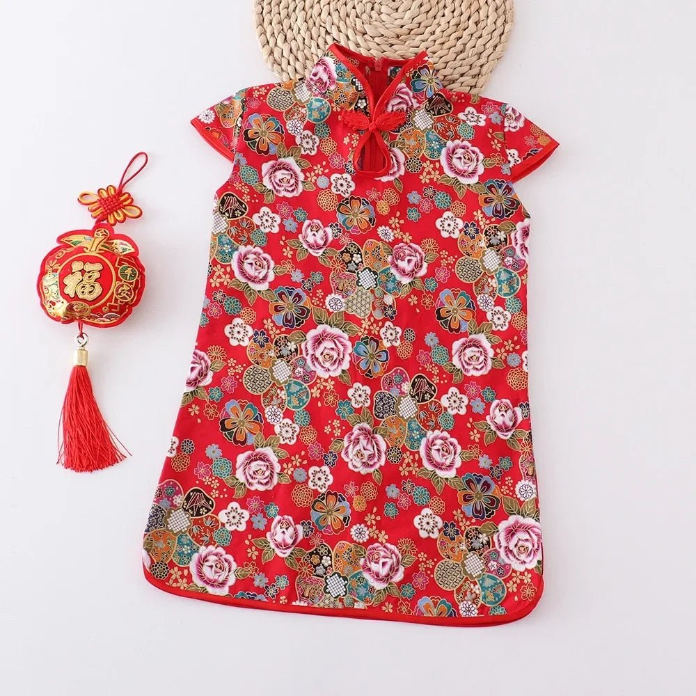 Girls' Traditional Chinese Cheongsam Summer Dress