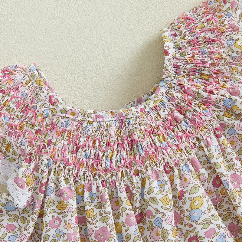 Floral Print Ruffle Sleeve Summer Dress